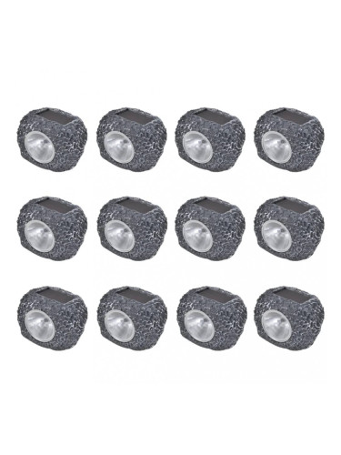 Соларни LED спот лампи с форма на камък – 12 бр.