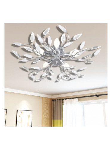 Стилен полилей с декорация от акрилни листа, цвят: прозрачен & бял