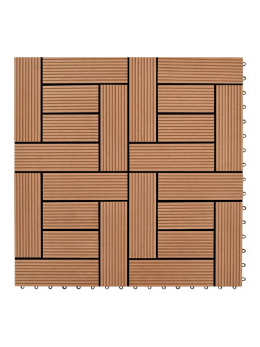 WPC декинг плочки за 1 кв. м, 11 бр, 30 x 30 см, кафяви