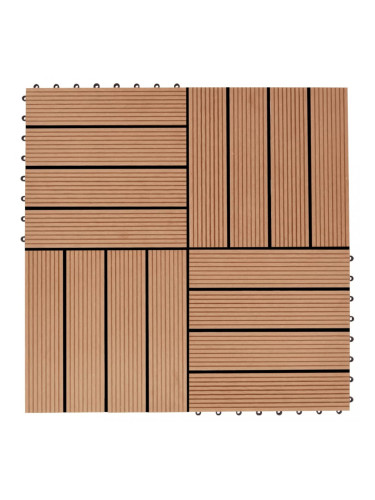 Sonata 11 бр декинг плочки, WPC, 30x30 см, 1 кв.м., цвят тик