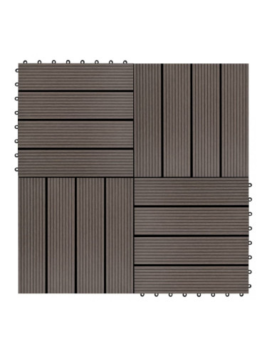 Sonata 11 бр декинг плочки, WPC, 30x30 см, 1 кв.м., тъмнокафяви