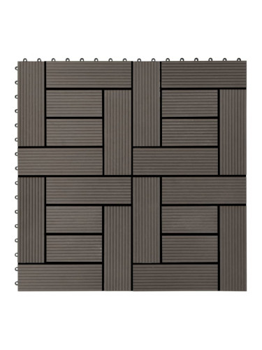 Sonata 11 бр декинг плочки, WPC, 30x30 см, 1 кв.м., тъмнокафяви