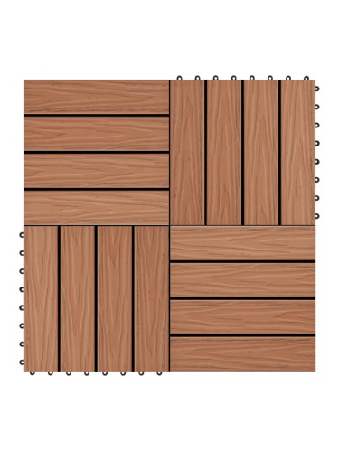 Sonata WPC декинг плочки, релефни, 11 бр 30x30 см 1 кв.м. светлокафяви