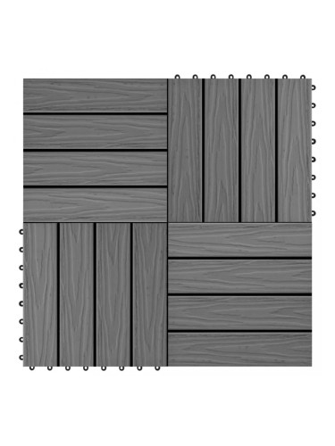 Sonata 11 бр WPC декинг плочки релефни 30x30 см 1 кв.м. сиви