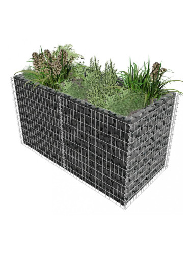 Sonata Габион плантер, стомана, 180x90x100 см, сребрист