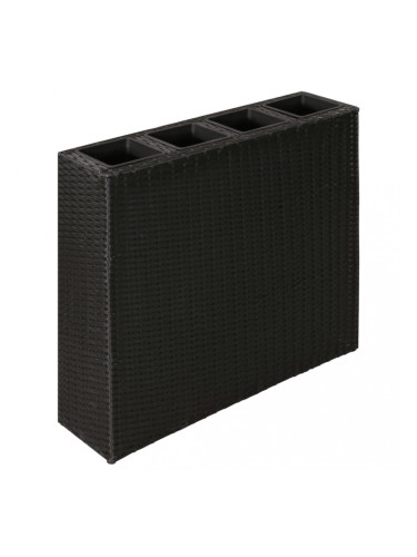 Sonata Градински плантер с 4 саксии, полиратан, черен