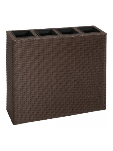 Sonata Градински плантер с 4 саксии, полиратан, кафяв