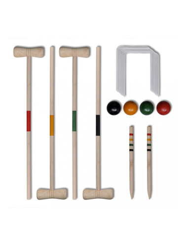 Комплект от 4 дървени крокет стика