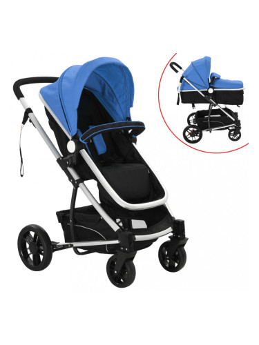 Sonata Детска / бебешка количка 2-в-1, алуминий, синьо и черно