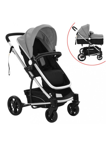Sonata Детска/бебешка количка 2-в-1, алуминий, сиво и черно