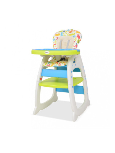 Sonata 3 в 1 Столче за хранене с масичка, синьо и зелено