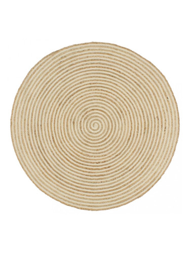 Sonata Ръчно тъкан килим от юта, принт на спирали, бял, 90 см