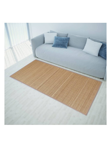 Правоъгълен кафяв бамбуков килим 120 х 180 см