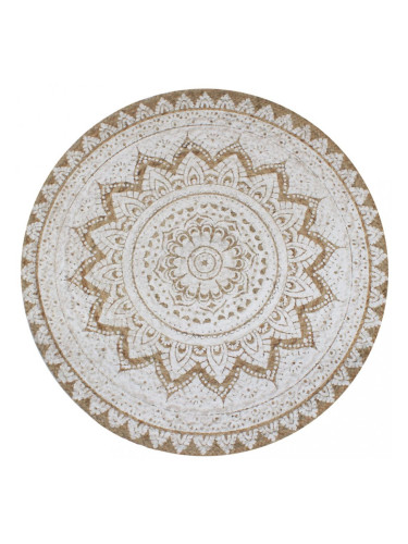 Sonata Плетен килим от юта с принт, 120 см, кръгъл
