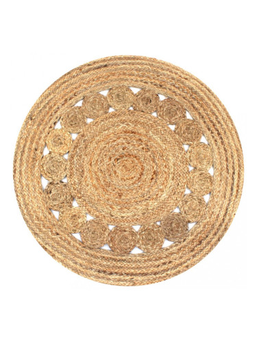 Sonata Плетен килим с дизайн, от юта, 90 см, кръгъл