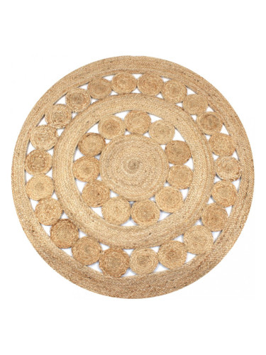 Sonata Плетен килим с дизайн, от юта, 120 см, кръгъл
