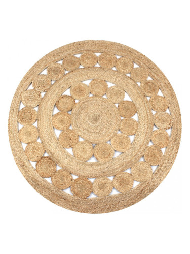 Sonata Плетен килим с дизайн, от юта, 150 см, кръгъл
