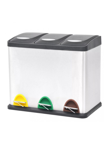 Sonata Кош за рециклиране на боклук с педал неръждаема стомана 3x8 L