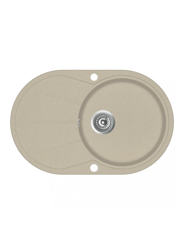 Sonata Гранитна кухненска мивка с едно корито, овална, бежова
