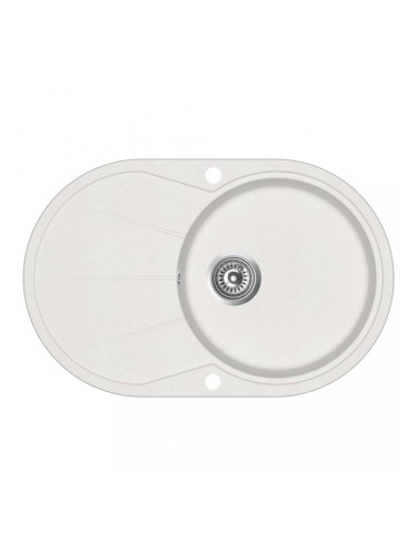Sonata Гранитна кухненска мивка с едно корито, овална, бяла