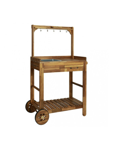 Sonata Количка за готвене на открито, акация масив, 92x43,5x141,5 cм