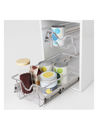 Sonata Плъзгащи се телени кошници, 2 бр, сребристи, 300 мм