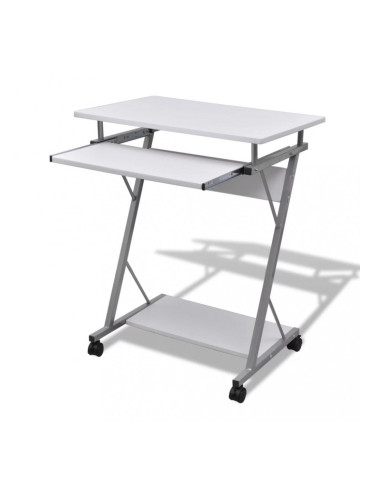 Бюро за компютър с изтеглящ плот за клавиатура, бяло