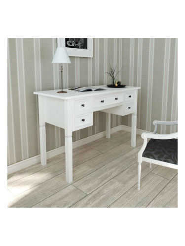 Бяло бюро за писане с 5 чекмеджета