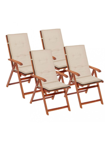 Sonata Възглавници за градински столове, 4 бр, кремави, 120x50х3 см