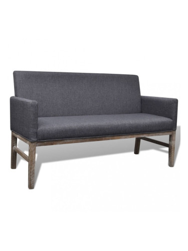 Sonata Кушетка с мека тапицерия от плат, каучуково дърво, тъмносива