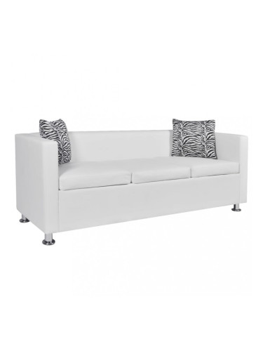 Sonata Триместен диван, изкуствена кожа, бял