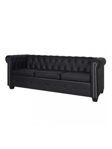 Sonata Диван “Честърфийлд“, 3-местен, изкуствена кожа, черен