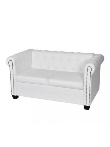 Sonata Диван “Честърфийлд“, 2-местен, изкуствена кожа, бял