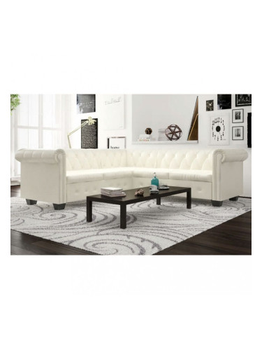 Sonata Диван "Честърфилд", 5-местен, изкуствена кожа, бял