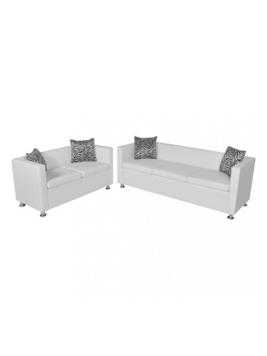 Sonata Комплект дивани, 2- и 3- местен, изкуствена кожа, бял