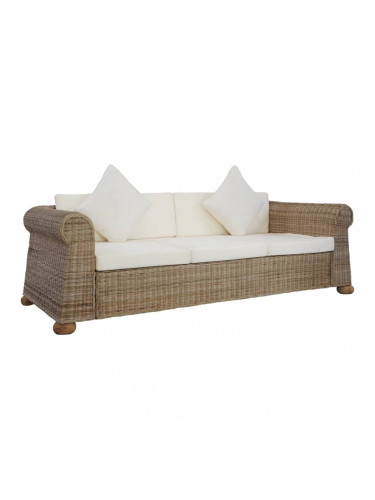 Sonata 3-местен диван с възглавници, естествен цвят, ратан