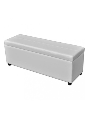 Пейка с място за съхранение, дърво, бяла