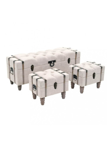 Sonata Комплект 3 бр пейки за съхранение дърво и стомана 112x37x45 см