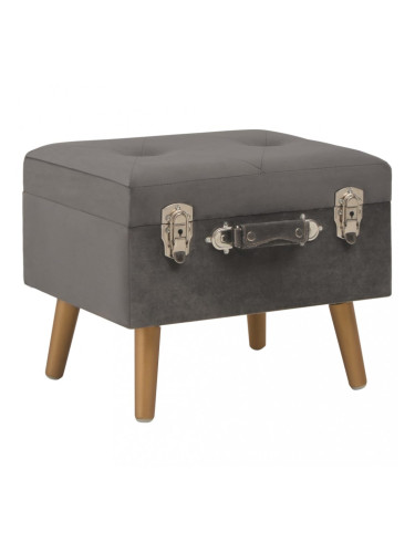 Sonata Табуретка за съхранение, 40 см, сива, кадифе