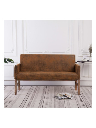Sonata Пейка с подлакътници, 140 см, кафява, изкуствен велур