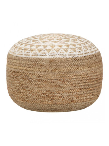 Sonata Ръчно изработен пуф, бял, 40x45 см, юта