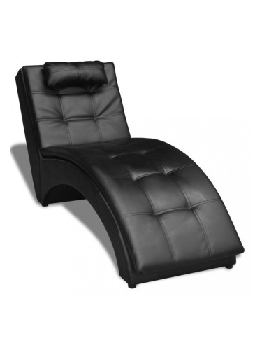 Sonata Шезлонг с възглавница, изкуствена кожа, черен