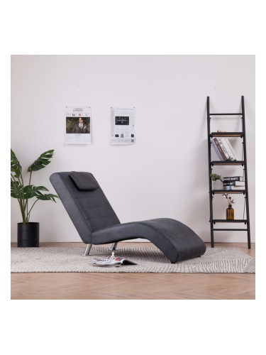 Sonata Кушетка с възглавница, сива, изкуствен велур