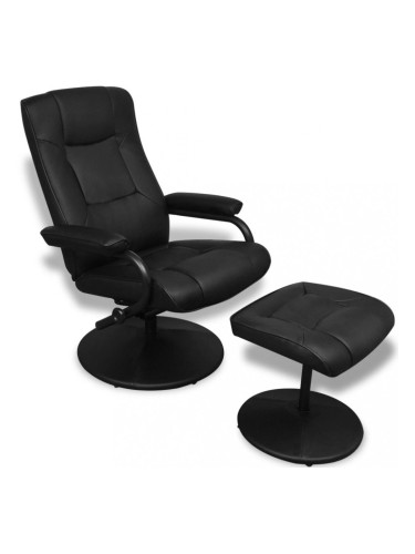 Sonata ТВ фотьойл с табуретка за краката, изкуствена кожа, черен