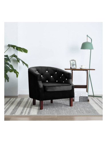 Sonata Фотьойл, кадифена тапицерия, 65x64x65 см, черен