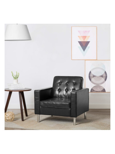 Sonata Фотьойл, тапицерия изкуствена кожа, черен, 75x70x75 см