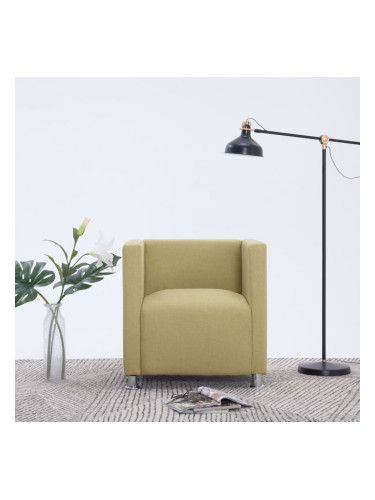 Sonata Фотьойл с кубична форма, зелен, полиестер