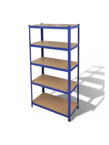 Стойка с рафтове за съхранение и организация на вещи, цвят син