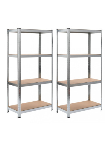Sonata Стелажи за съхранение 2 бр сребристи 80x40x160 см стомана и МДФ