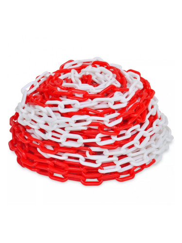 Пластмасова сигнална верига, червено на бяло, 30 м